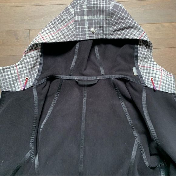LULULEMON Apres Jacket Gray Multi Plaid Hooded Long Rain - Picture 7 of 12